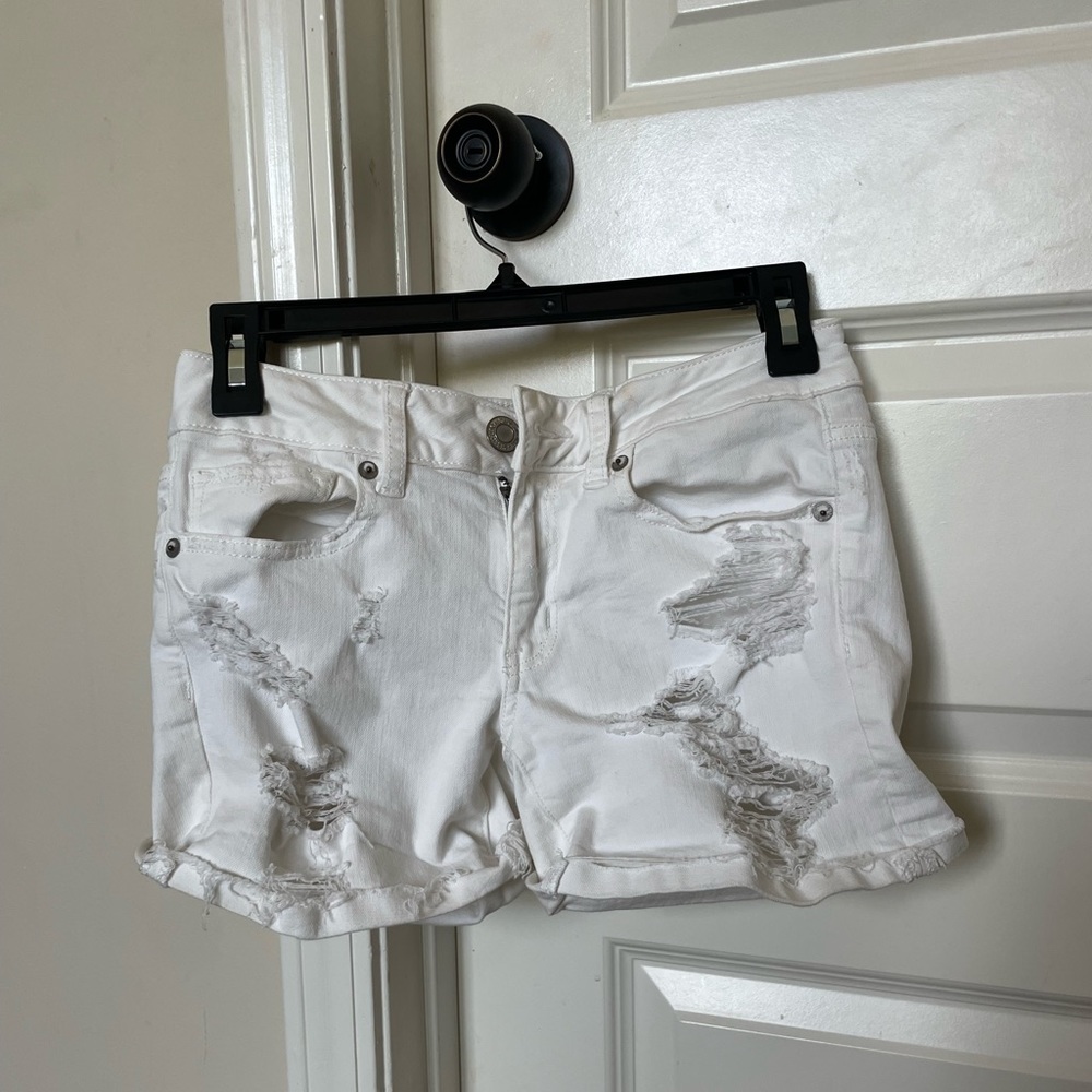 American eagle white jean shorts